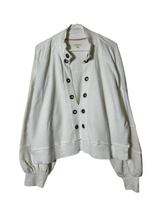 Anthropologie Tops - Anthropologie pilcro white grommet detail oversized sweatshirt womens L